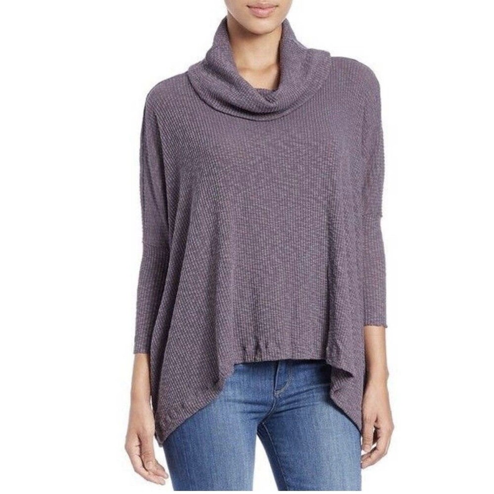 Free People FP Beach Large World Traveler Cowl Neck Split Back Sweater